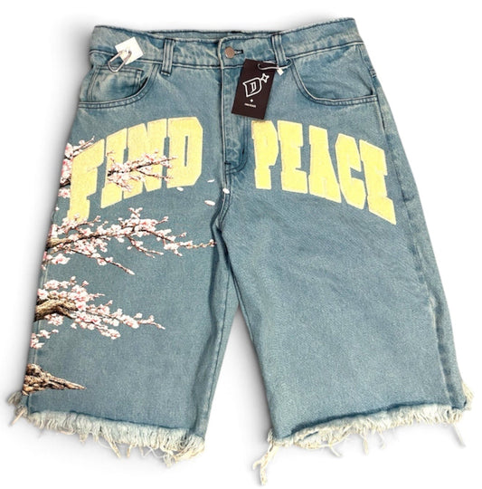 DS DENIM “FIND PEACE” JORTS